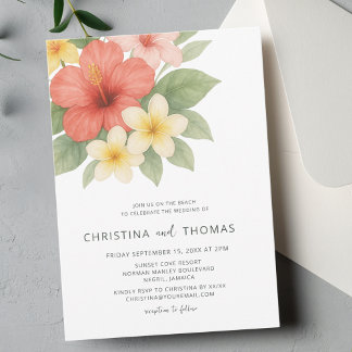 Invitation Mariage de la plage d'aquarelle tropicale