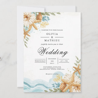Invitation Mariage de la plage florale de Starfish