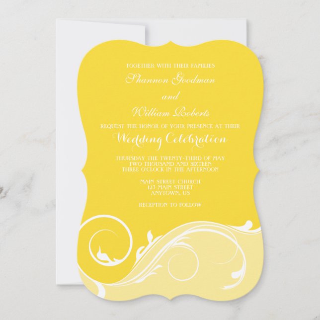Invitation Mariage de la poignée florale jaune invite (Devant)