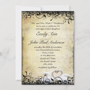 Invitation Mariage de la Renaissance médiévale de cygne amour