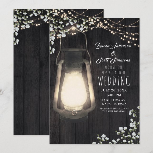 Invitation Mariage de la respiration et des lumières de la la (Devant / Derrière)