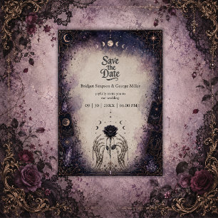 Invitation Mariage de la rose de lune de tarot gothique
