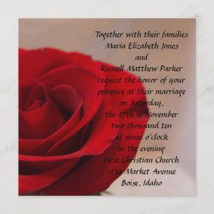 Invitation Mariage de la rose rouge en fleurs