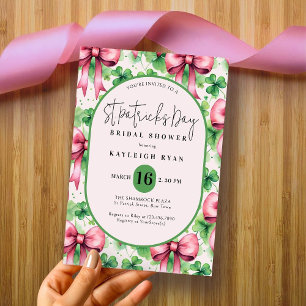 Invitation Mariage de la Saint-Patrick avec un nœud rose et u
