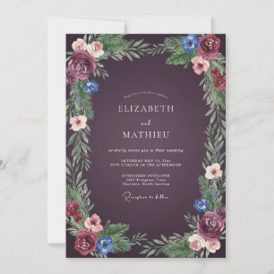 Invitation Mariage de la Sauge au Feuillage de Prune Poussiér