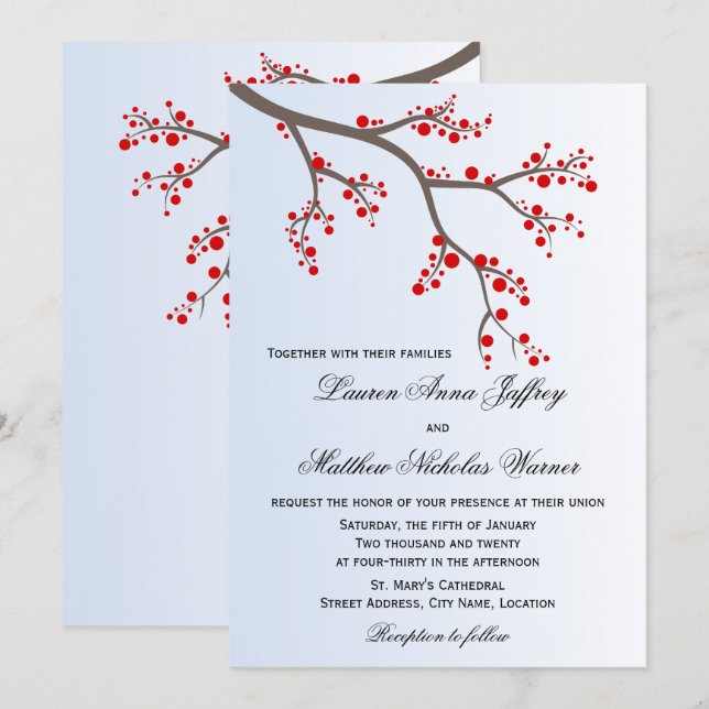 Invitation Mariage de la succursale du Berry d'hiver (Devant / Derrière)