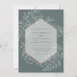 Invitation Mariage de la tapisserie géométrique verte Sage