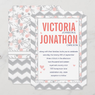 Invitation Mariage de la typographie de Zag Peach Navy et Gre