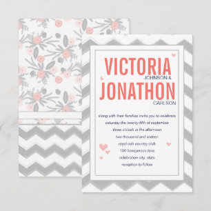 Invitation Mariage de la typographie de Zag Peach Navy et Gre