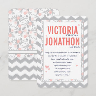 Invitation Mariage de la typographie de Zag Peach Navy et Gre