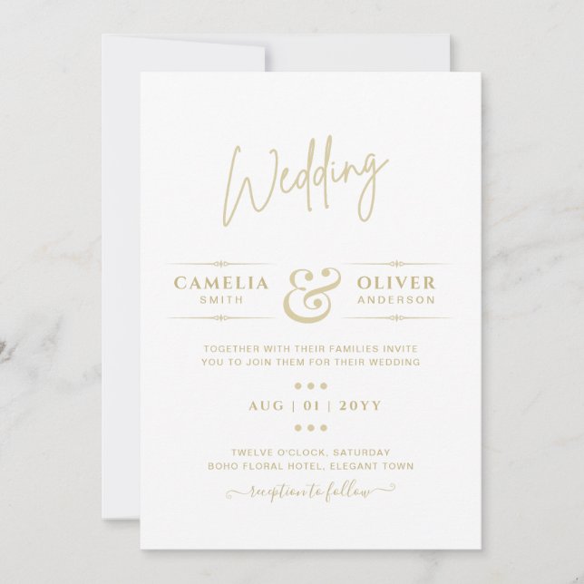 Invitation MARIAGE de la typographie du budget (Devant)