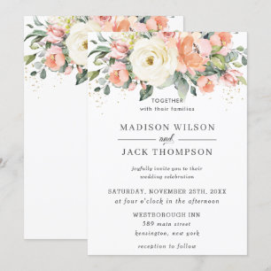 Invitation Mariage de la végétation florale de l'orange d'ivo