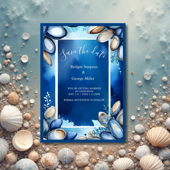 Invitation mariage de la vibe côtière bleue sécurité de la da (Créateur téléchargé)