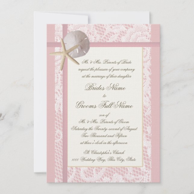 Invitation Mariage de Lace Pink Beach (Devant)