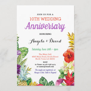 Invitation Mariage de l'Aloha Tropical Floral Anniversaire In