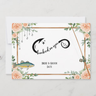 Invitation Mariage de l'amoureux de la pêche avec canne et fl
