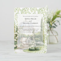 Mariage de lapin floral blanc aux feuilles vertes