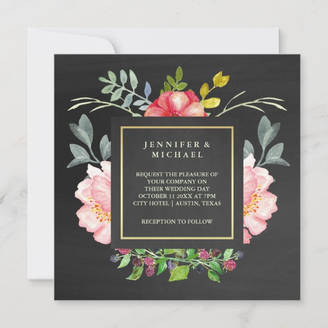 Invitation Mariage de l'apparence des pivoines rose Aquarelle (Devant)