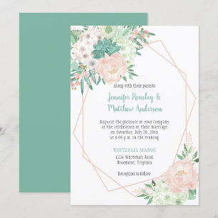 Invitation Mariage de l'aquarelle moderne Mint and Blush 