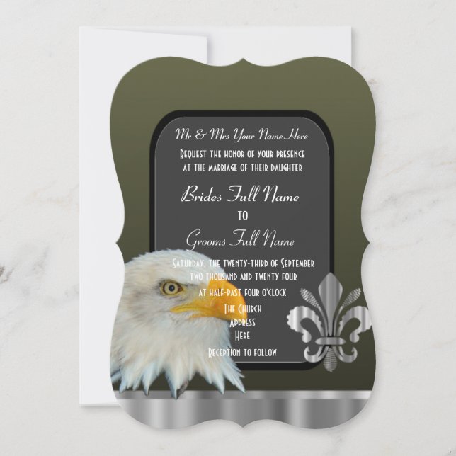 Invitation mariage de l'armée de l'aigle américain patriotiqu (Devant)