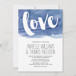 Invitation Mariage de lavage couleur bleu foncé