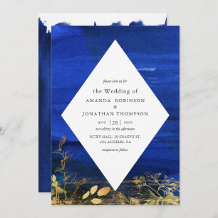 Invitation Mariage de lavage marine bleu et blanc