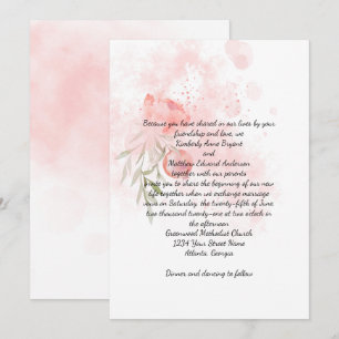 Invitation Mariage de lavage Pastel Pink Peony