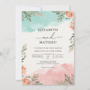 Invitation Mariage de lavage Turquoise de corail