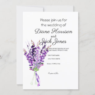 Invitation Mariage de lavande couleur d'eau violet