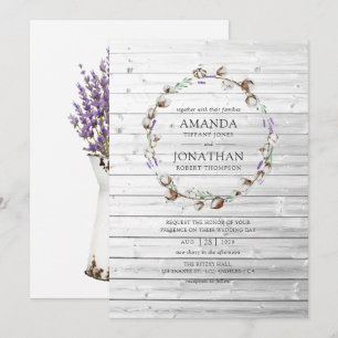 Invitation Mariage de lavande de coton rustique