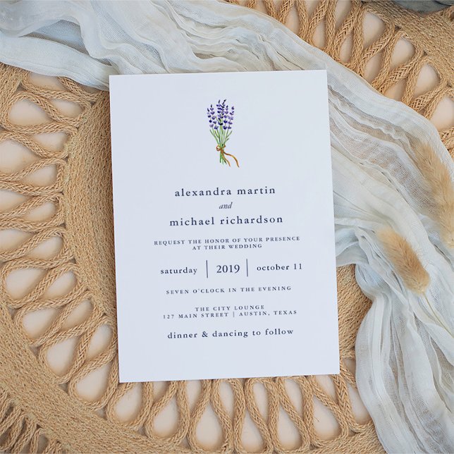 Invitation Mariage de lavande français délicat (Créateur téléchargé)