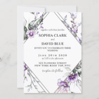 Mariage de lavande violet à cadre fleuri