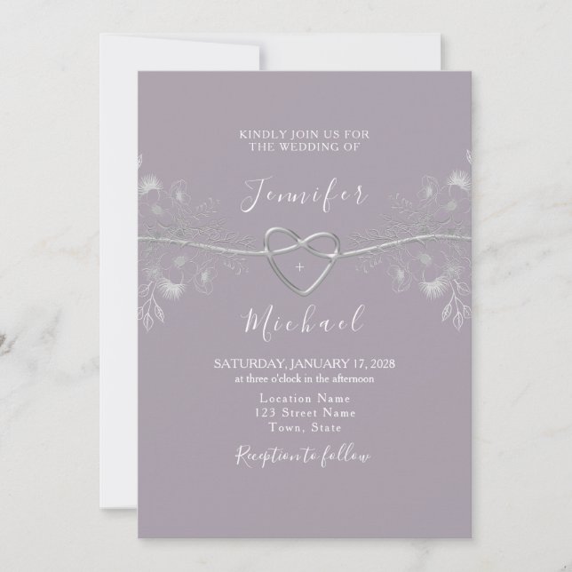 Invitation Mariage de lavande violette (Devant)