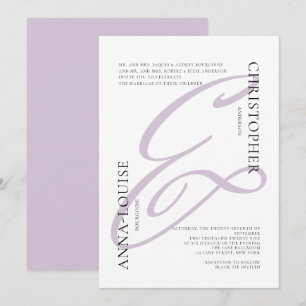 Invitation Mariage de l'esperluette et du script de lavande f