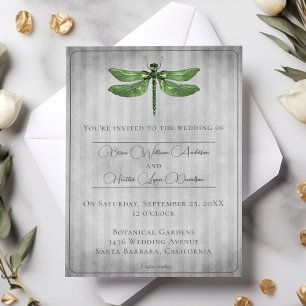 Invitation Mariage de libellules à bijoux verts