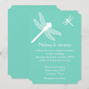 Invitation Mariage de libellules turquoise
