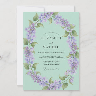 Invitation Mariage de lilas florissants vert menthe
