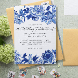 Invitation Mariage de l'influence de la marine bleue et blanc