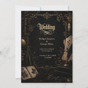 Invitation Mariage de livre de la bibliothèque Académie sombr
