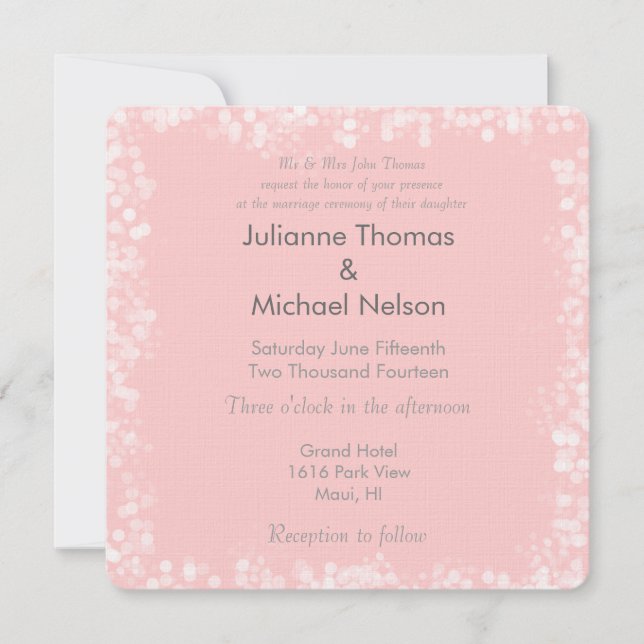 Invitation Mariage de livres rose et blanc (Devant)