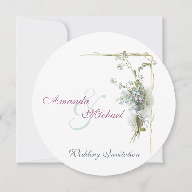 Invitation mariage de l'oubli de la nuit bleue et rose (Devant)