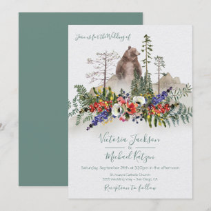 Invitation Mariage de l'ours de forêt d'aquarelle de Woodland