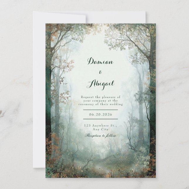 Invitation Mariage de luciole de forêt enchantée (Devant)