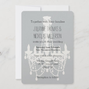 Invitation Mariage de lustre blanc gris