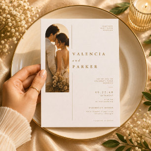 Invitation Mariage de Luxe à Portrait Arqué