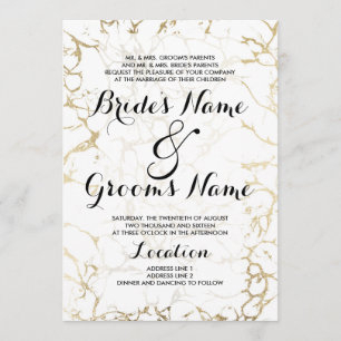 Invitation mariage de luxe élégant en marbre blanc et or