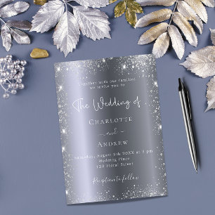 Invitation Mariage de luxe en écriture élégante avec paillett