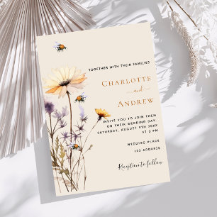 Invitation mariage de luxe fleur sauvage