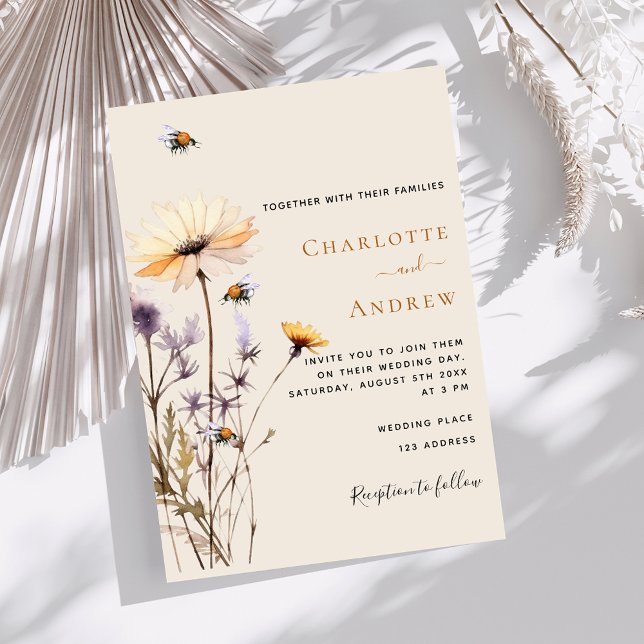 Invitation mariage de luxe fleur sauvage (Créateur téléchargé)
