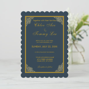 Invitation mariage de luxe or vert
